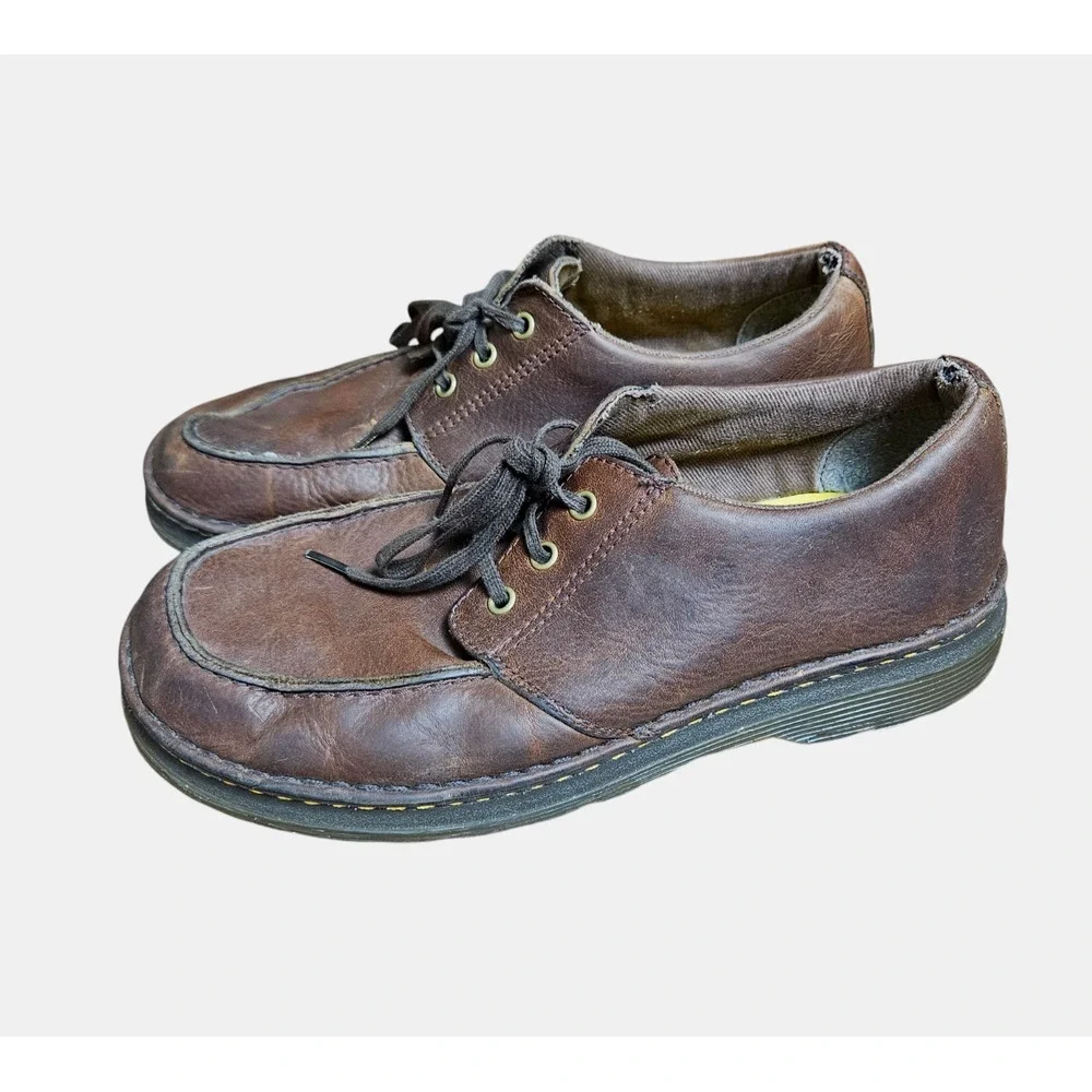 Dr. Martens Lubbock Grizzly Leather Oxford Shoes Dark Brown Mens 10M Vintage Y2K